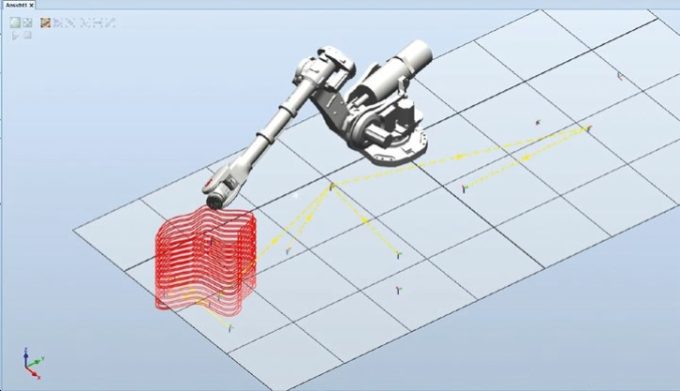 Die generierten Fahrbefehle vom Slicer lassen sich in der Robotersoftware simulieren.