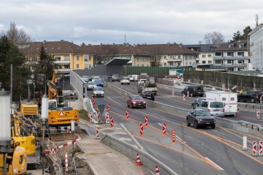 Die Arbeiten an der Pannenstreifenumnutzung auf dem Abschnitt Bern Wankdorf - Muri der A6. (Foto: Astra)