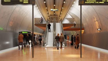 Visualisierung der U-Bahn-Station Skøyen (Visualisierung: L2 Arkitekter/Gottlieb Paludan Architects)