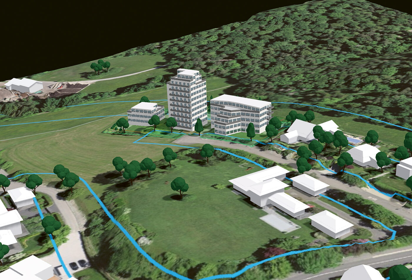 Das Online-Tool Amenti ermöglicht die rasche Erstellung von Machbarkeitsstudien, eine realitätsnahe 3-D-Visualisierung der Gebäude und neu auch eine KI-basierte Berechnung des Photovoltaikpotenzials an Fassaden.